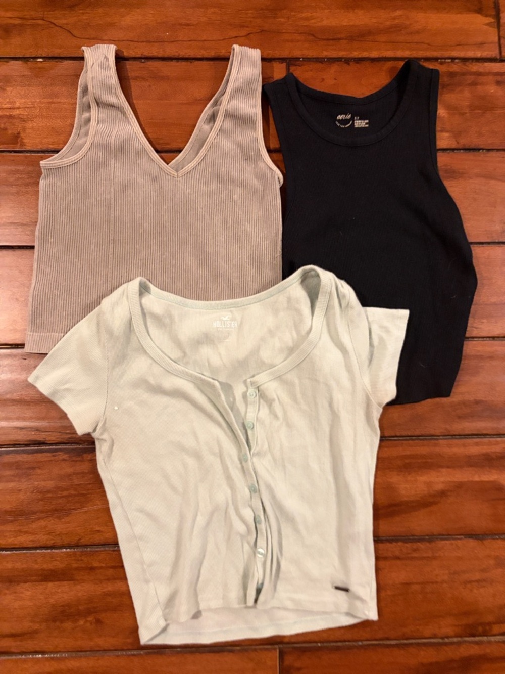 3-Piece Women’s Tank & Crop Top Set — Black, Sage, Taupe